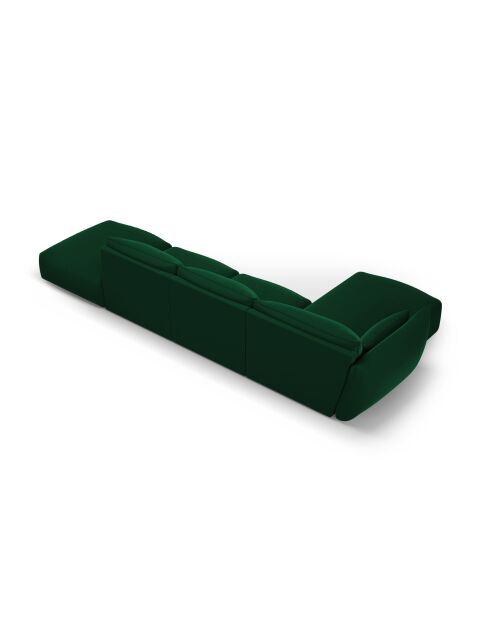 Matera 5-Sitzer flaschengrünes linkes Ecksofa aus Samt - 364x171x85 cm