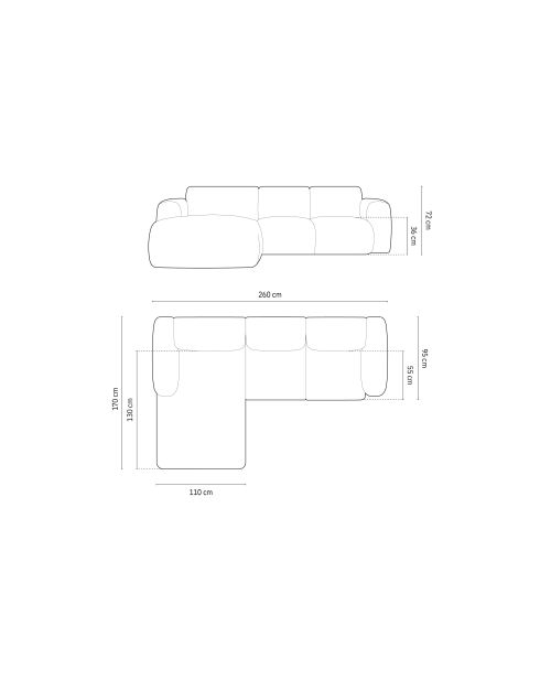 Nolio 4-zits lichtbeige hoekbank links - 260x170x72 cm