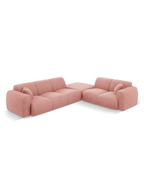 Divano angolare destro rosa a 4 posti Nolio - 315x250x72 cm