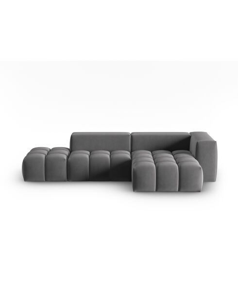 Verona 4-zits warmgrijze modulaire fluwelen hoekbank rechts - 265x145x70 cm