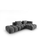 Verona 4-zits warmgrijze modulaire fluwelen hoekbank rechts - 265x145x70 cm