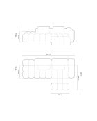 Verona 4-zits warmgrijze modulaire fluwelen hoekbank rechts - 265x145x70 cm
