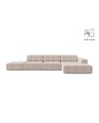 Chicago 5-Sitzer-Ecksofa rechts aus Samt hellbeige - 348x167x78 cm