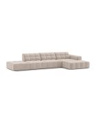 Chicago 5-Sitzer-Ecksofa rechts aus Samt hellbeige - 348x167x78 cm