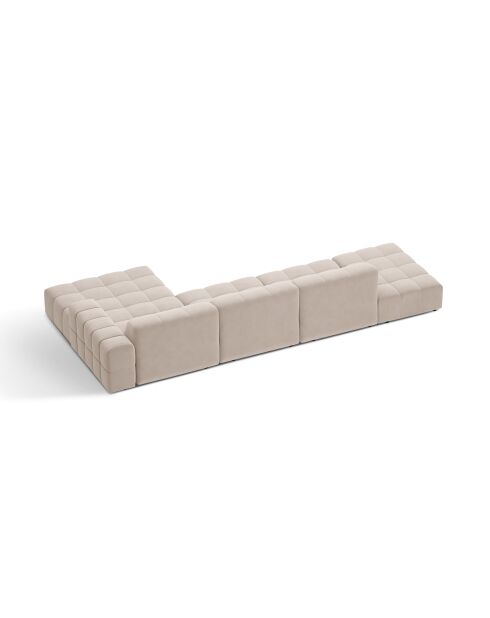 Chicago 5-Sitzer-Ecksofa rechts aus Samt hellbeige - 348x167x78 cm