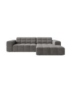 Chicago 3-Sitzer-Ecksofa aus Samt rechts hellgrau - 234x167x78 cm