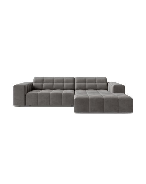 Chicago 3-Sitzer-Ecksofa aus Samt rechts hellgrau - 234x167x78 cm