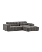 Chicago 3-Sitzer-Ecksofa aus Samt rechts hellgrau - 234x167x78 cm