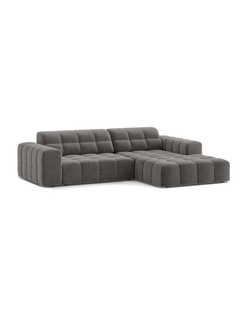 Chicago 3-Sitzer-Ecksofa aus Samt rechts hellgrau - 234x167x78 cm