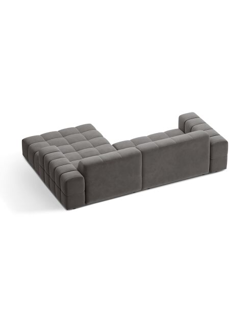 Chicago 3-Sitzer-Ecksofa aus Samt rechts hellgrau - 234x167x78 cm