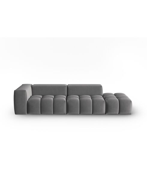 Canapé modulable droit en velours Verona 4 places gris chaud - 265x85x70 cm