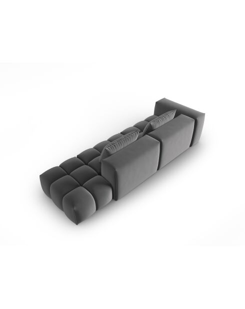 Canapé modulable droit en velours Verona 4 places gris chaud - 265x85x70 cm