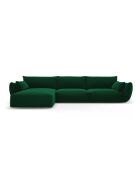 Matera 4-Sitzer-Ecksofa aus Samt, flaschengrün, links, 308 x 171 x 85 cm