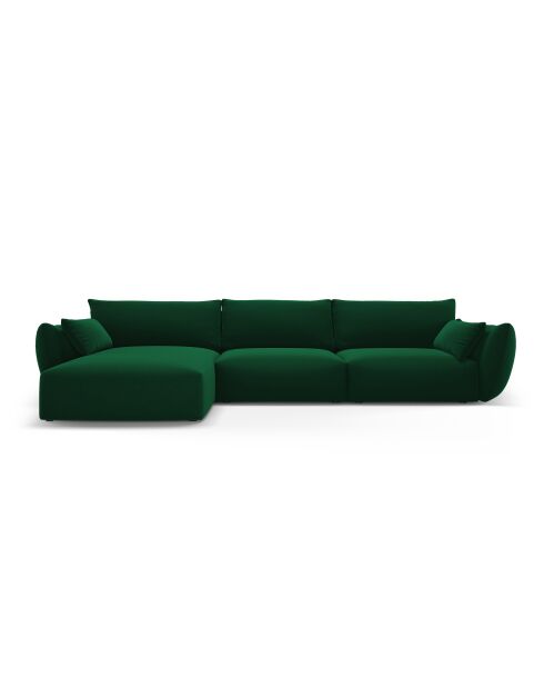Matera 4-Sitzer-Ecksofa aus Samt, flaschengrün, links, 308 x 171 x 85 cm