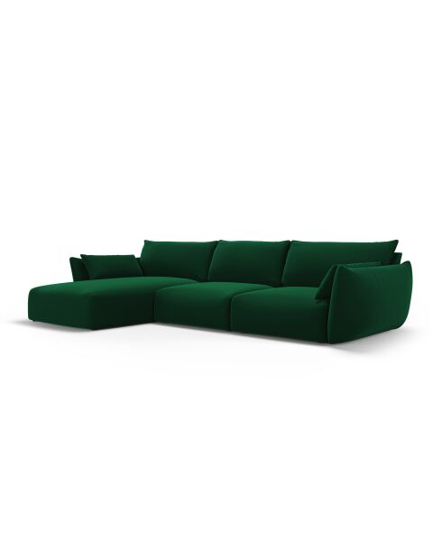 Matera 4-Sitzer-Ecksofa aus Samt, flaschengrün, links, 308 x 171 x 85 cm