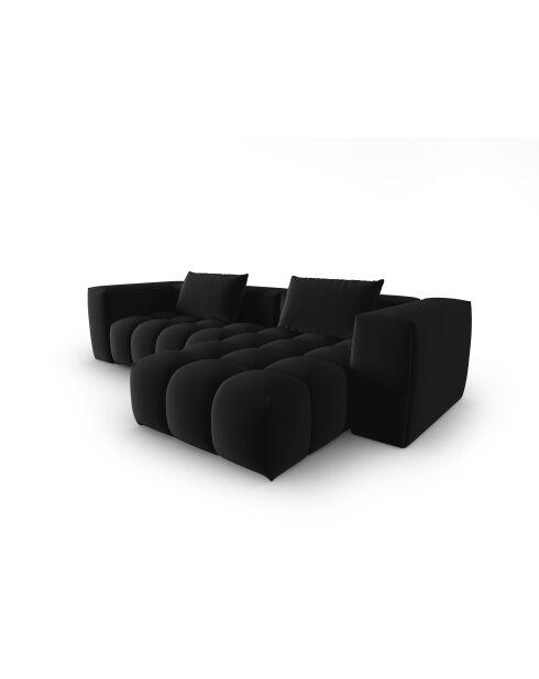 Verona 3-zits zwarte modulaire fluwelen hoekbank rechts - 260x145x70 cm