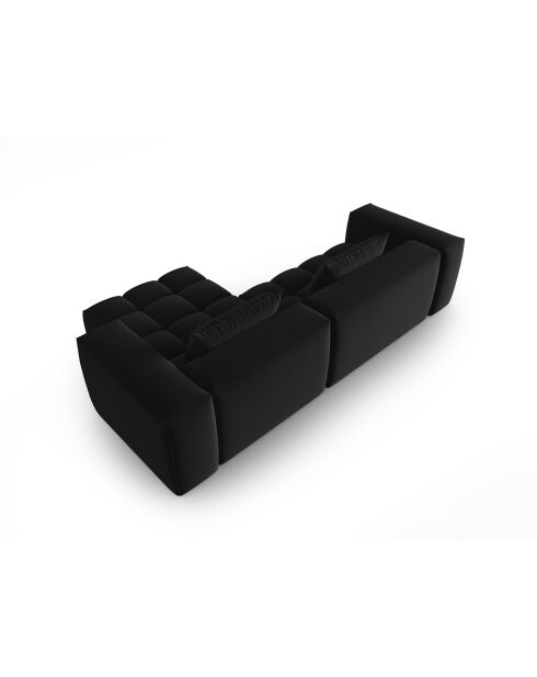 Verona 3-zits zwarte modulaire fluwelen hoekbank rechts - 260x145x70 cm