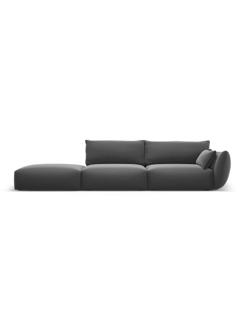Dunkelgraues linkes 4-Sitzer-Sofa aus Matera aus Samt - 264 x 110 x 85 cm