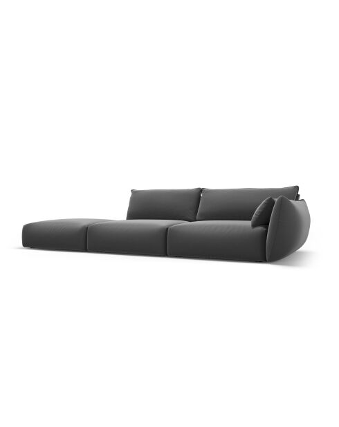 Dunkelgraues linkes 4-Sitzer-Sofa aus Matera aus Samt - 264 x 110 x 85 cm