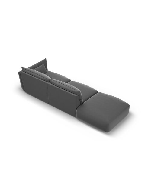 Dunkelgraues linkes 4-Sitzer-Sofa aus Matera aus Samt - 264 x 110 x 85 cm
