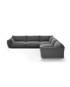 Matera 7-Sitzer-Ecksofa aus dunkelgrauem, symmetrischem Samt - 286 x 286 x 85 cm