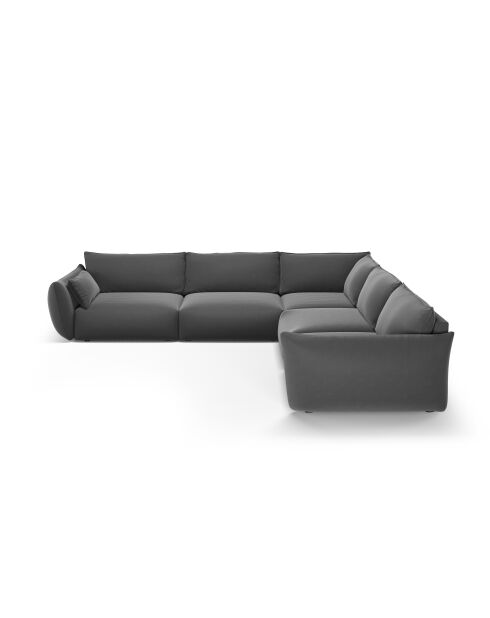 Matera 7-Sitzer-Ecksofa aus dunkelgrauem, symmetrischem Samt - 286 x 286 x 85 cm