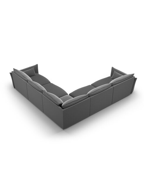 Matera 7-Sitzer-Ecksofa aus dunkelgrauem, symmetrischem Samt - 286 x 286 x 85 cm
