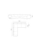 Matera 7-Sitzer-Ecksofa aus dunkelgrauem, symmetrischem Samt - 286 x 286 x 85 cm