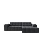 Divano angolare destro Chicago 3 posti in velluto grigio - 234x167x78 cm
