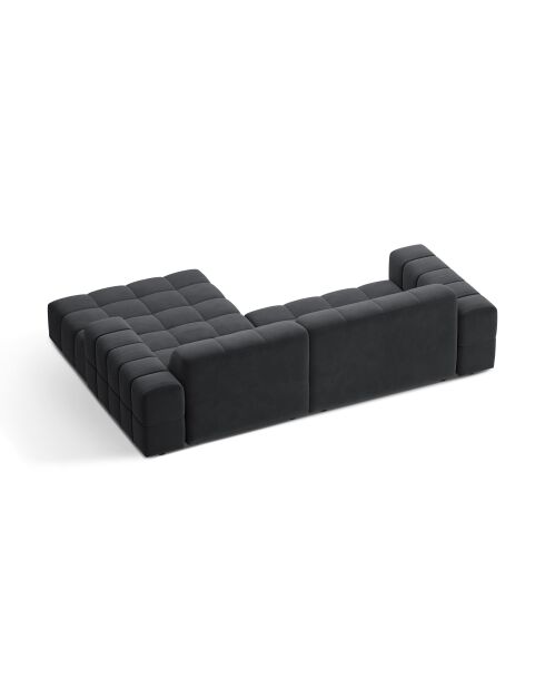Divano angolare destro Chicago 3 posti in velluto grigio - 234x167x78 cm