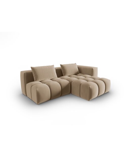 Verona 3-zits modulaire fluwelen hoekbank rechts the sand - 205x145x70 cm
