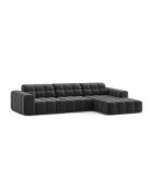 Divano angolare destro Chicago 4 posti in velluto grigio - 294x167x78 cm