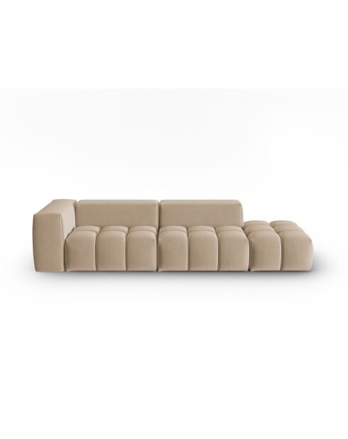 Canapé modulable droit en velours Verona 4 places le sable - 265x85x70 cm