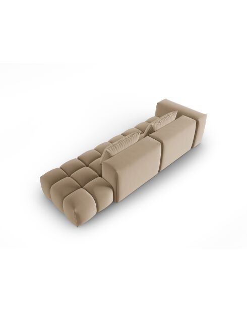 Canapé modulable droit en velours Verona 4 places le sable - 265x85x70 cm