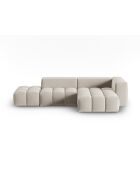 Verona 4-zits ecru modulaire fluwelen hoekbank rechts - 265x145x70 cm