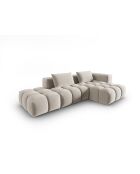 Verona 4-zits ecru modulaire fluwelen hoekbank rechts - 265x145x70 cm