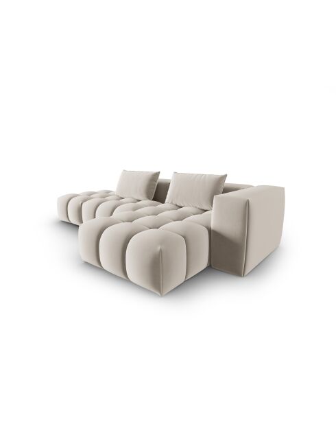 Verona 4-zits ecru modulaire fluwelen hoekbank rechts - 265x145x70 cm