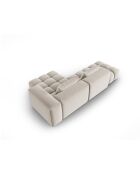 Verona 4-zits ecru modulaire fluwelen hoekbank rechts - 265x145x70 cm