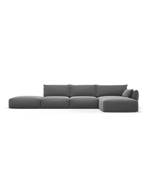 Dunkelgraues rechtes 5-Sitzer-Ecksofa aus Matera aus Samt - 364x171x85 cm