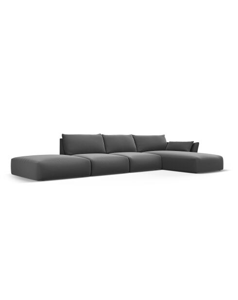 Dunkelgraues rechtes 5-Sitzer-Ecksofa aus Matera aus Samt - 364x171x85 cm