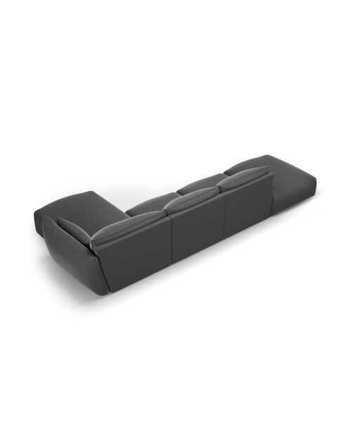 Dunkelgraues rechtes 5-Sitzer-Ecksofa aus Matera aus Samt - 364x171x85 cm