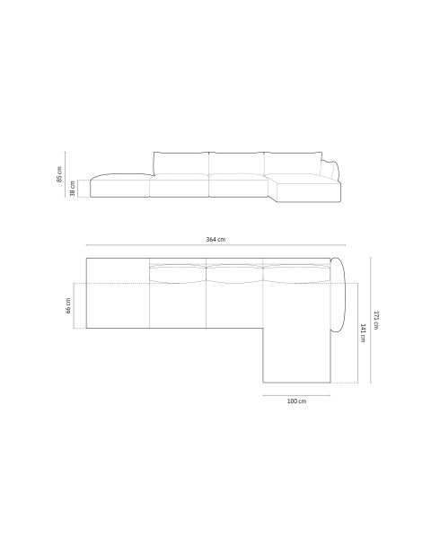 Dunkelgraues rechtes 5-Sitzer-Ecksofa aus Matera aus Samt - 364x171x85 cm