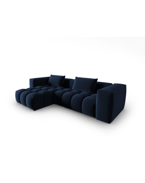 Verona 3-zits modulaire fluwelen linkerhoekbank koningsblauw - 260x145x70 cm