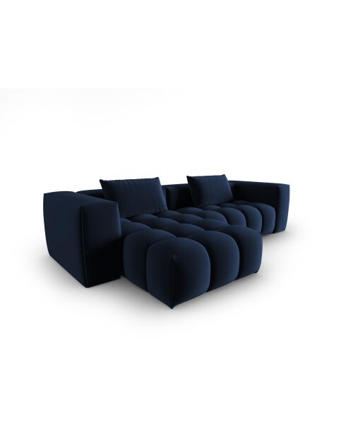 Verona 3-zits modulaire fluwelen linkerhoekbank koningsblauw - 260x145x70 cm