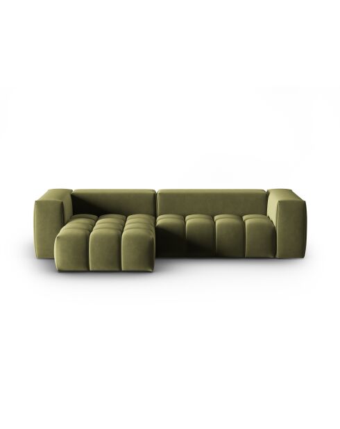 Verona 3-zits lichtgroene modulaire fluwelen hoekbank links - 260x145x70 cm