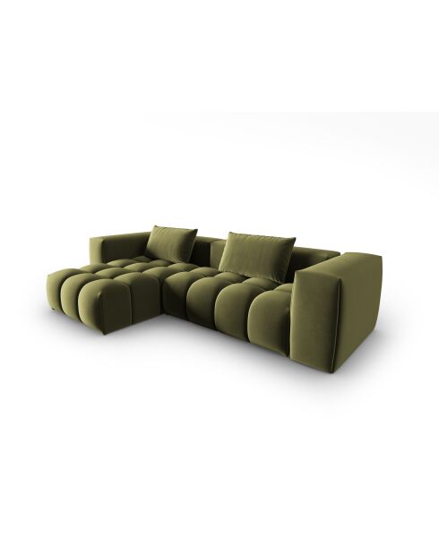 Verona 3-zits lichtgroene modulaire fluwelen hoekbank links - 260x145x70 cm