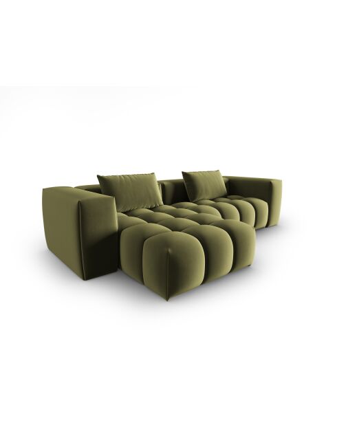 Verona 3-zits lichtgroene modulaire fluwelen hoekbank links - 260x145x70 cm