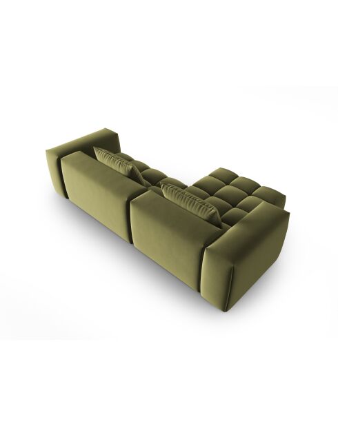 Verona 3-zits lichtgroene modulaire fluwelen hoekbank links - 260x145x70 cm
