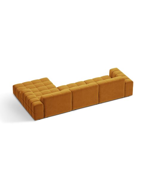 Canapé d'angle droit velours Chicago 4 places jaune - 294x167x78 cm