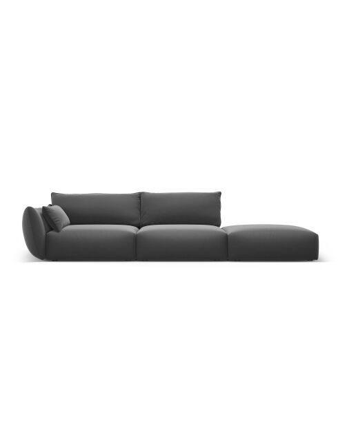 Dunkelgraues gerades 4-Sitzer-Sofa aus Samt von Matera - 264 x 110 x 85 cm